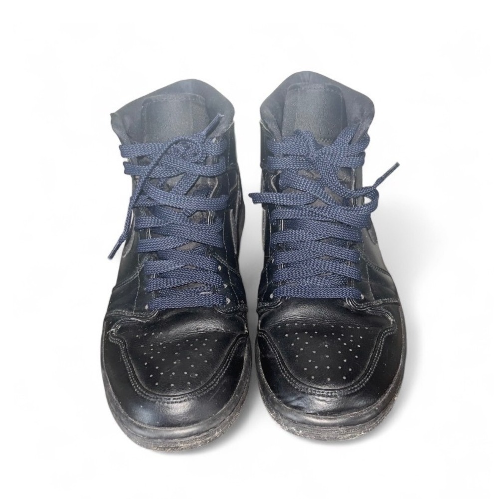 Air Jordan‎ 1 Mid Black Leather Lace Up Men's Basketball Shoes US 9.5